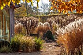 THE OLD RECTORY, QUINTON, NORTHAMPTONSHIRE: DESIGNER ANOUSHKA FEILER: GRASSES, AUTUMN, FALL, PERENNIALS, SUMMER HOUSE, OUTDOOR OFFICE, PATHS