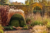 THE OLD RECTORY, QUINTON, NORTHAMPTONSHIRE: DESIGNER ANOUSHKA FEILER: GRASSES, AUTUMN, FALL, PERENNIALS, HEDGES, HEDGING, BEECH, CLIPPED YEW