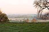 MORTON HALL, WORCESTERSHIRE: VIEW WEST ACROSS SEVERN VALLEY, MORNING LIGHT, BORROWED LANDSCAPE