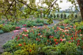 PATTHANA GARDEN, IRELAND: MAY, THE NEW TORC GARDEN MADE IN 2020, PATH, PINK CHAIRS, TULIPS