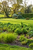 SILVER STREET FARM, DEVON: GRASS, NO MOW MAY, SPRING, LAWN, BORDERS, HEDGES, HEDGING