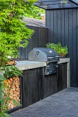 DESIGNER MATT KEIGHTLEY GARDEN, LONDON: MODERN, CONTEMPORARY, TOWN, ACERS, MAPLES, WOOD STORE, PIZZA OVEN, BARBECUE, BBQ