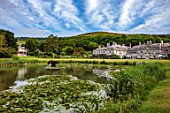 ENCOMBE HOUSE, DORSET: WATER, FOUNTAIN, LAKE, POOL, LAWN, SUMMER, TEMPLE