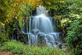 BOWOOD HOUSE & GARDENS, WILTSHIRE: THE CASCADE, AUTUMN, FALL, WATER, WATERFALL