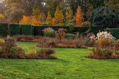 THE_OLD_VICARAGE_WORMINGFORD_ESSEX_DESIGNER_JEREMY_ALLEN_NOVEMBER_FALL_AUTUMN_FROST_BEDS_OF_SALVIA_C