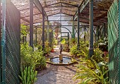 PRIVATE MALLORCA GARDEN, SPAIN: SHADE HOUSE, FERNS, FOUNTAIN, SHADY