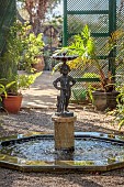 PRIVATE MALLORCA GARDEN, SPAIN: SHADE HOUSE, FERNS, FOUNTAIN, SHADY