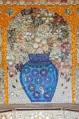 TRESCO ABBEY GARDEN, ISLES OF SCILLY: THE SHELL GROTTO, SHELL HOUSE MURAL BY LUCY DORRIEN-SMITH