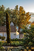 KOULOURA, CORFU, GREECE: DESIGNER PAUL BANGAY: CHURCH FROM UPPER TERRACE