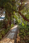 KOULOURA, CORFU, GREECE: DESIGNER PAUL BANGAY: PATH BY SIDE OF VILLA