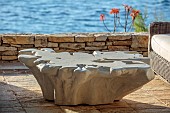 KOULOURA, CORFU, GREECE: DESIGNER PAUL BANGAY: TABLE ON SEA TERRACE