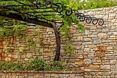 KOULOURA, CORFU, GREECE: DESIGNER PAUL BANGAY: STONE WALL, PERGOLA, VINE