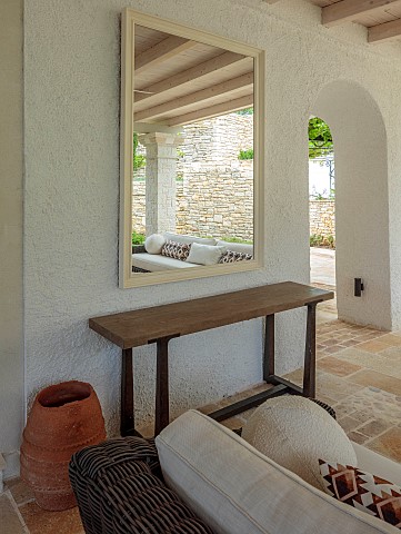 KOULOURA_CORFU_GREECE_DESIGNER_PAUL_BANGAY_SETTEE_TABLE_MIRROR_TERRACE_PATIO