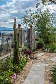 KOULOURA, CORFU, GREECE: DESIGNER PAUL BANGAY: RAILINGS, GATE, PATHS