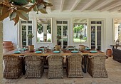 KOULOURA, CORFU, GREECE: DESIGNER PAUL BANGAY: OUTDOOR LIVING, TABLE AND CHAIRS, TERRACE, PATIO