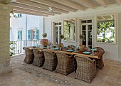 KOULOURA, CORFU, GREECE: DESIGNER PAUL BANGAY: OUTDOOR LIVING, TABLE AND CHAIRS, TERRACE, PATIO