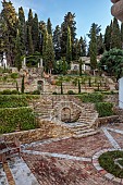 KOULOURA, CORFU, GREECE: DESIGNER PAUL BANGAY: COURTYARD, TERRACE, COURTYARD, WALLS, TERRACOTTA CONTAINERS, STAR JASMINE, TRACHELOSPERMUM JASMINOIDES