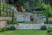 KOULOURA, CORFU, GREECE: DESIGNER PAUL BANGAY: LAWN, WALLS, TERRACES, WATER FEATURE, TERRACOTTA CONTAINERS