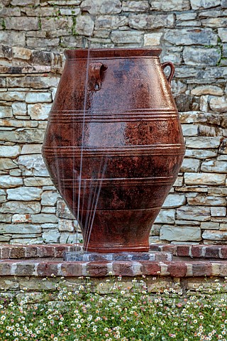 KOULOURA_CORFU_GREECE_DESIGNER_PAUL_BANGAY_WALLS_WATER_FEATURE_TERRACOTTA_CONTAINERS
