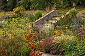 FRANT GARDEN, CHRIS BROWN: STEPS, AGASTACHE BLACK ADDER, GERANIUM ROZANNE, NASELLA TENUISSIMA, EUPATORIUM ATROPURPUREUM, FENNEL, PENNISETUM VILLOSUM, HELIOPSIS SUMMER NIGHTS