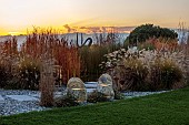 NATURAL SWIMMING POND GARDEN, ITALY BY GPT STUDIO, FALL, AUTUMN, OCTOBER, GRASSES, GRAVEL, PAVING, LIGHTS, LIGHTING