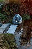 NATURAL SWIMMING POND GARDEN, ITALY BY GPT STUDIO, FALL, AUTUMN, OCTOBER, GRAVEL, PAVING, PATHS, LIGHTS, LIGHTING, BOULDER LIGHT, WATER, POOL, POND