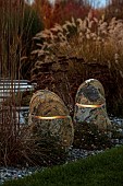 GARDEN, ITALY BY GPT STUDIO, FALL, AUTUMN, OCTOBER, DECKING, LOUNGER, ROCK LIGHTS BY 9010NOVANTADIECI, LIGHTING, NIGHT, PENNISETUM HAMELN