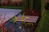GARDEN, ITALY BY GPT STUDIO, FALL, AUTUMN, OCTOBER, DECKING, LOUNGER, ROCK LIGHTS BY 9010NOVANTADIECI, LIGHTING, NIGHT, RILL, WATER, STEPPING STONE, PATIO