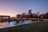 NATURAL SWIMMING POND GARDEN, ITALY BY GPT STUDIO, FALL, AUTUMN, OCTOBER, LIGHTS, LIGHTING, DECKING, DECKS, SWIMMING POOL, LANDSCAPE