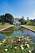 THE CANAL TERRACE  FORMAL LILY POND AND PIN MILL  BODNANT GARDEN  WALES