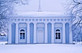 RESTORED BLUE PAVILION BY THE GRANITE LANDING : YELAGIN ISLAND AND PALACE  ST PETERSBURG  RUSSIA