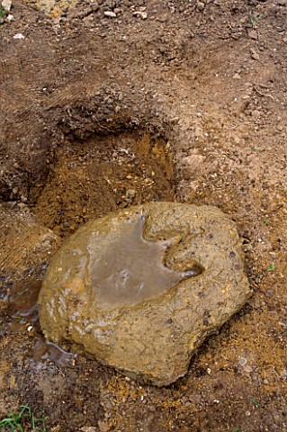 DESIGNER_CLARE_MATTHEWS_DINOSAUR_FOOTPRINTS_CLEANING_CEMENT_MOULD_WITH_WATER