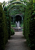 THE ABBEY HOUSE  WILTSHIRE: VIEW INTO THE HERB GARDEN WITH FOUNTAIN