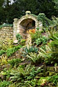 BRODSWORTH HALL  YORKSHIRE. ENGLISH HERITAGE. STONE ALCOVE IN THE VICTORIAN FERNERY