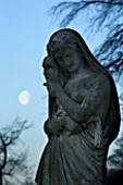 BRODSWORTH HALL  YORKSHIRE  WINTER - ITALIAN STATUE WITH MOON BEHIND