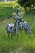 THE OLD RECTORY  HASELBECH  NORTHAMPTONSHIRE - TWO ROE DEER MADE OUT OF DRIFT WOOD BY HEATHER JANSCH