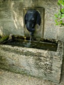DESIGNER DOMINIQUE LAFOURCADE  PROVENCE  FRANCE - STONE WATER TROUGH WITH ELEPHANT WATER SPOUT