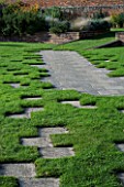 MARKS HALL  ESSEX : A STONE PATH IN THE WALLED GARDEN