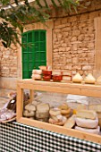 THE VEGETABLE MARKET  SANTANYI  MALLORCA  SPAIN. CHEESE STAND