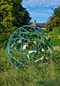 DAVID HARBER SUNDIALS: THE NUAGE - BRONZE SPHERE SCULPTURE IN THE MEADOW AT PETTIFERS  OXFORDSHIRE
