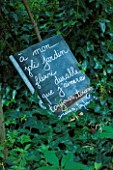 JARDIN DES SAMBUCS  FRANCE - INSCRIPTION: TO MY LOVELY SUSTAINABLE FLOWER GARDEN THAT I WILL ALWAYS LOVE (A TIP OF THE HAT TO THE ECOLOGICAL PHILOSOPHY OF THE GARDEN)