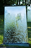 DAVID HARBER SUNDIALS: WATER WALL WATER FEATURE AT BUSCOT PARK  OXFORDSHIRE