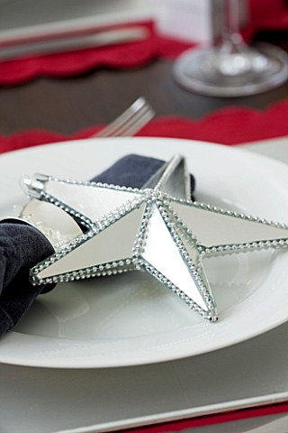 CHRISTMAS_TABLE_SETTING__NAPKIN_AND_SILVER_MIRRORED_STAR_DECORATION_ON_A_WHITE_PLATE_SARAH_EASTEL_LO