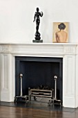 DESIGNER: JOHN MINSHAW - THE SITTING ROOM WITH FIREPLACE AND OIL PAINTING