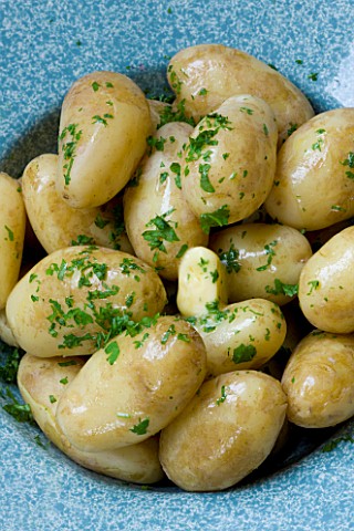 DESIGNER_CLARE_MATTHEWS__CLOSE_UP_OF_COOKED_POTATOES_WITH_BUTTER_AND_PARSLEY__IN_A_BLUE_BOWL_EDIBLE_