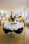 ROSE GRAY AND SCULPTOR DAVID MACILWAINE: KITCHEN  DINING TABLE AND LOUNGE  LONDON