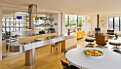 ROSE GRAY AND SCULPTOR DAVID MACILWAINE: KITCHEN  DINING TABLE AND LOUNGE  LONDON