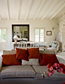 THE ROU ESTATE  CORFU: LIVING/DINING AREA WITH SOFA AND TABLE/CHAIRS