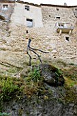 LA CARMEJANE, FRANCE: LUBERON, PROVENCE, FRENCH, COUNTRY, GARDEN, DEAD, WOODEN, SCULPTURE, BY, MARC NUCERA