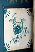 DESIGNER: ANNE FOWLER - DINING ROOM - DETAIL OF HAND PAINTED CUPBOARD
